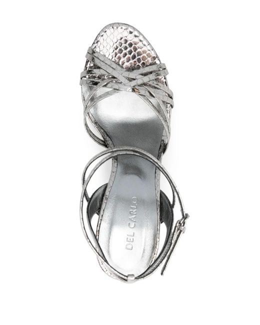 Roberto Del Carlo Metallic 85Mm Snakeskin-Effect Sandals