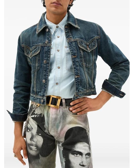 Versace Blue Button Denim Jacket for men