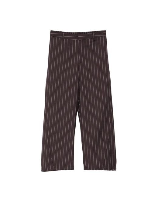 CROQUIS Brown Pinstripe Curved-Leg Trousers for men