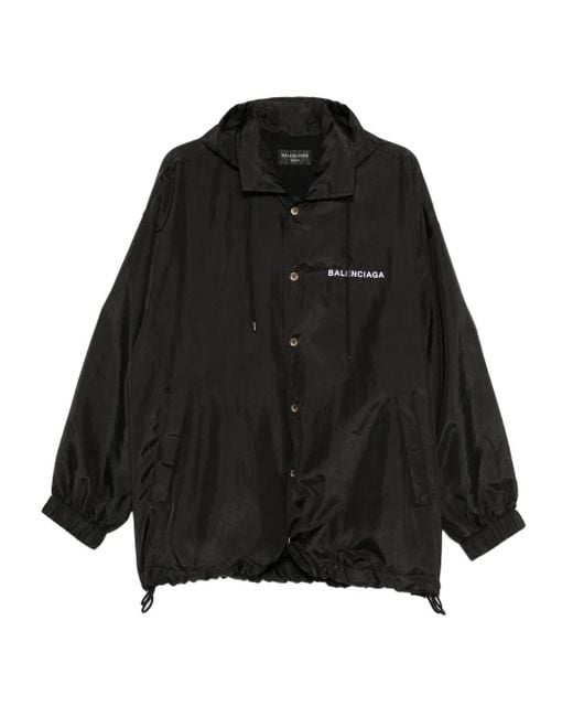 Balenciaga Black Kapuzenjacke Mit Logo-Stickerei