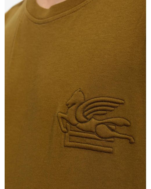 Etro Green Pegasus-Embossed T-Shirt for men