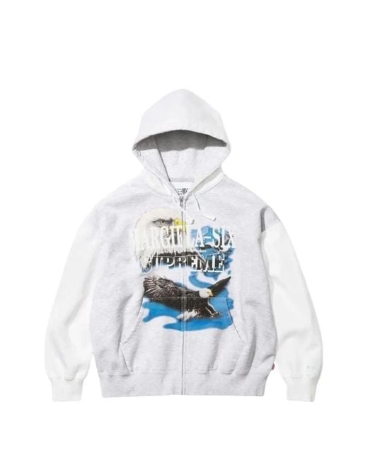 Supreme White X Mm6 Maison Margiela Zip-Up Hoodie for men