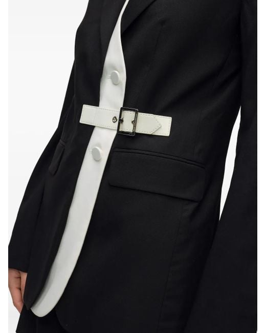 Karl Lagerfeld Black Belted Contrast Lapel Blazer