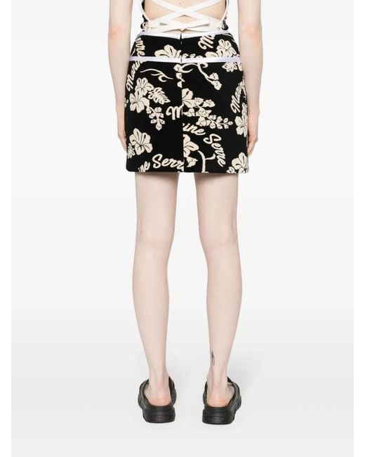 MARINE SERRE Black Jersey Jacquard Floral Skirt