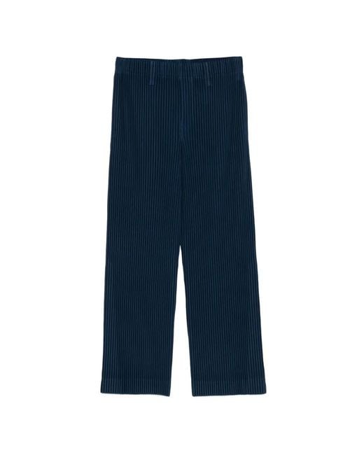 Homme Plissé Issey Miyake Blue Pleated Trousers for men