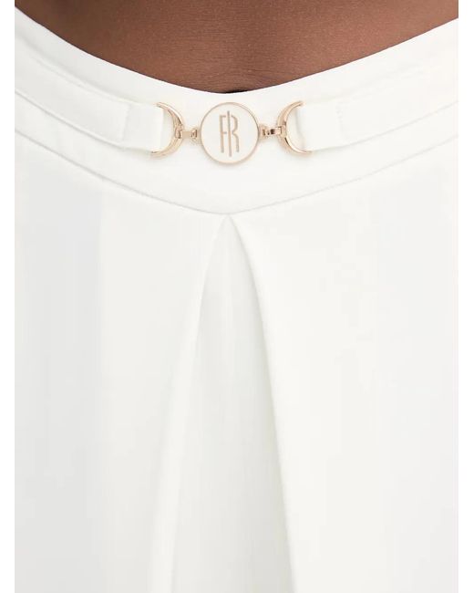 Fracomina White Logo-Plaque Palazzo Pants