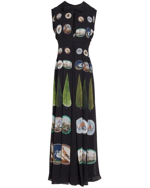 Giambattista Valli Black Micromosaic Silk Maxi Dress