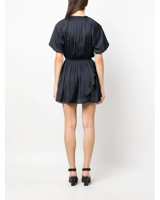 Zadig & Voltaire Black Romina Puff-Sleeve Ruched Mini Dress