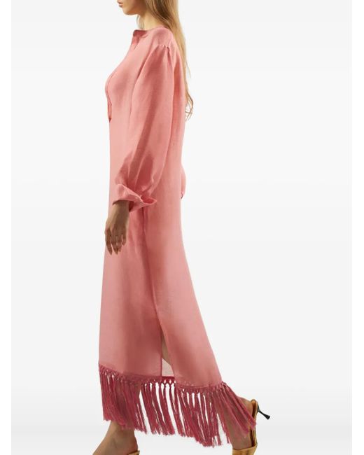 ‎Taller Marmo Pink Bahamas Fringe-Hem Maxi Dress