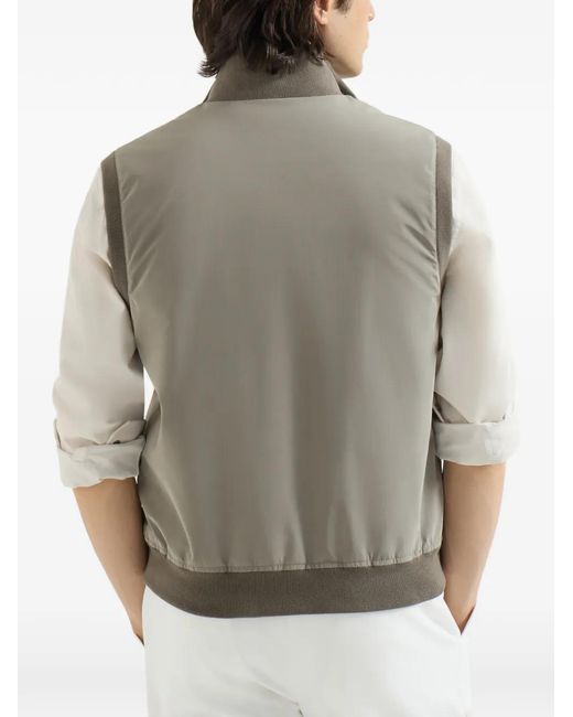 Brunello Cucinelli Gray Bonded Nylon Vest With Thermore Padding for men