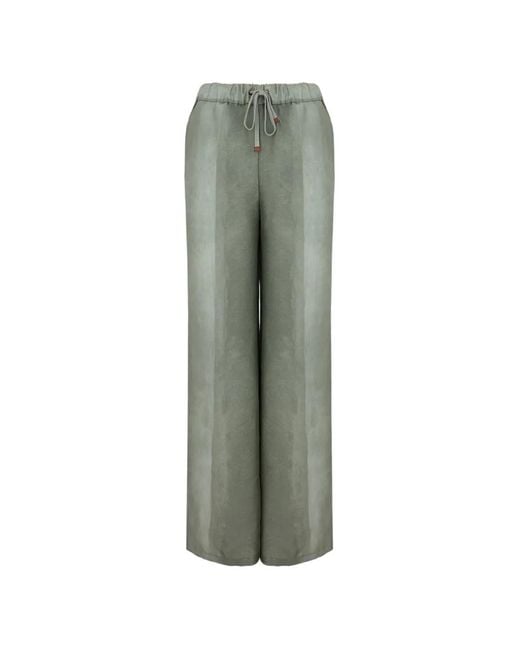 Lorena Antoniazzi Green Striped Drawstring-Waist Trousers