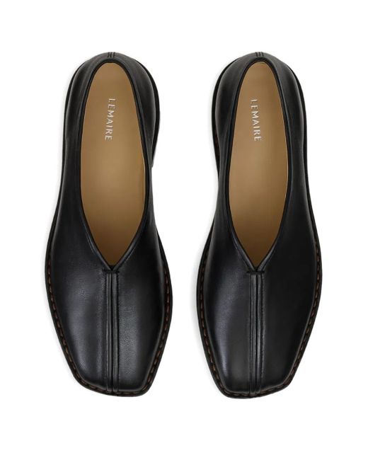 Lemaire Black Flat Piped Slippers