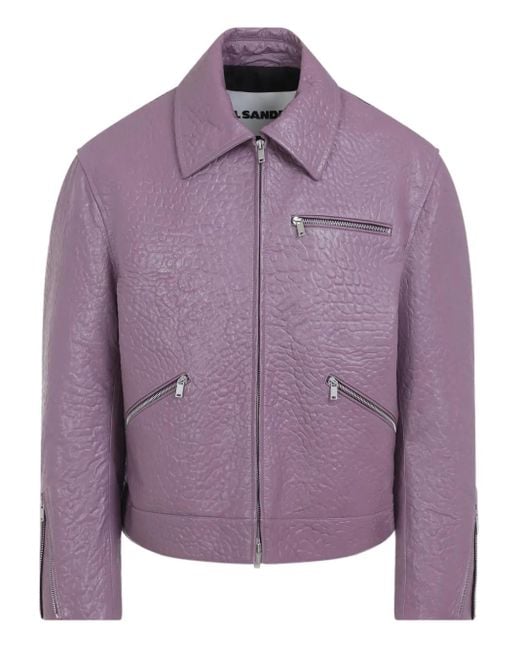 Jil Sander Lederjacke mit Reißverschluss in Purple für Herren