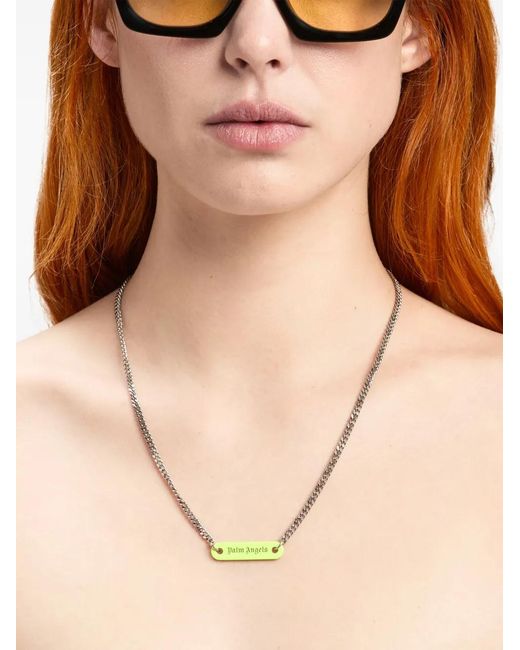 Palm Angels Metallic Logo-Plate Necklace for men