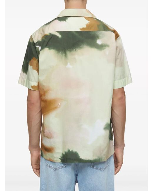 Closed Green Abstract-Pattern Short-Sleeve Cotton Shirt for men