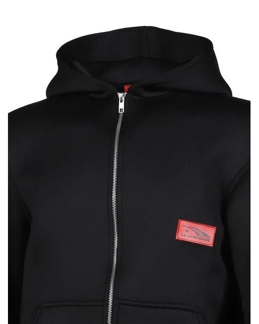 La Maskarade Black Logo-Patch Zip-Up Hoodie for men