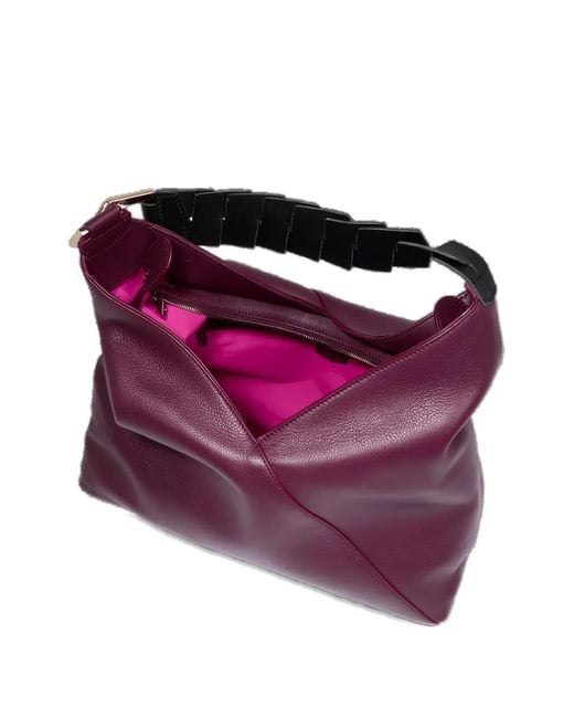 Lancel Purple Pagode Leather Shoulder Bag