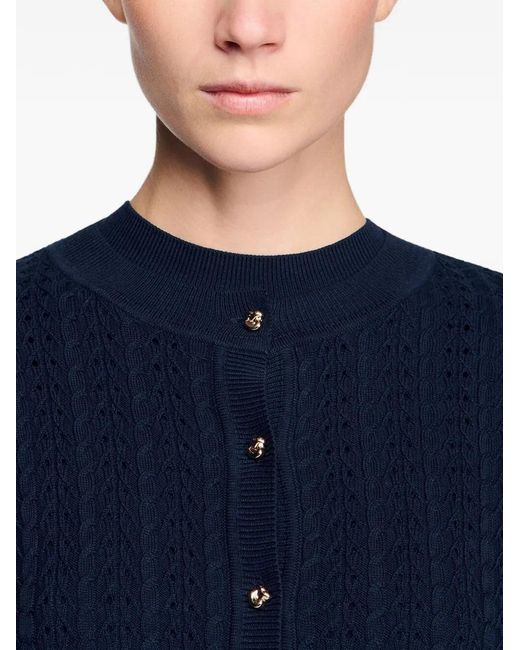 Sandro Black Button-Fastening Cardigan