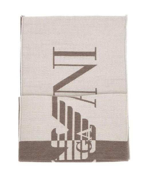 Emporio Armani Gray Two-Tone Logo Fringed Scarf for men