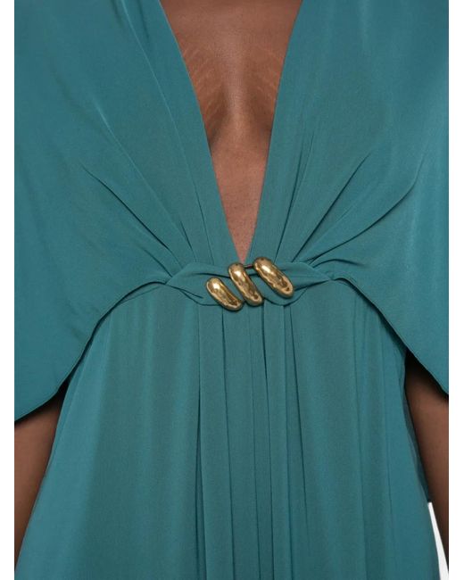 Max Mara Green Cape-Effect-Tone-Detail Maxi Dress