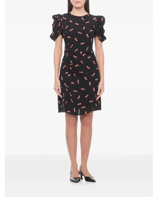 Mar De Margaritas Black Karin Ruched Candy-Print Mini Dress
