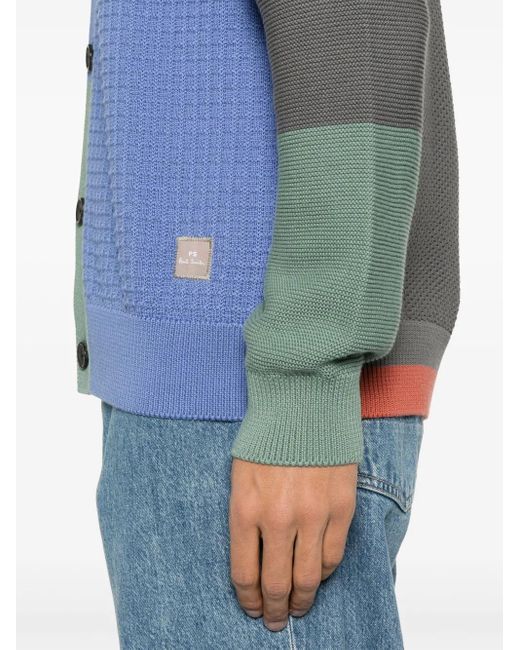 メンズ Paul Smith カラーブロック カーディガン Blue