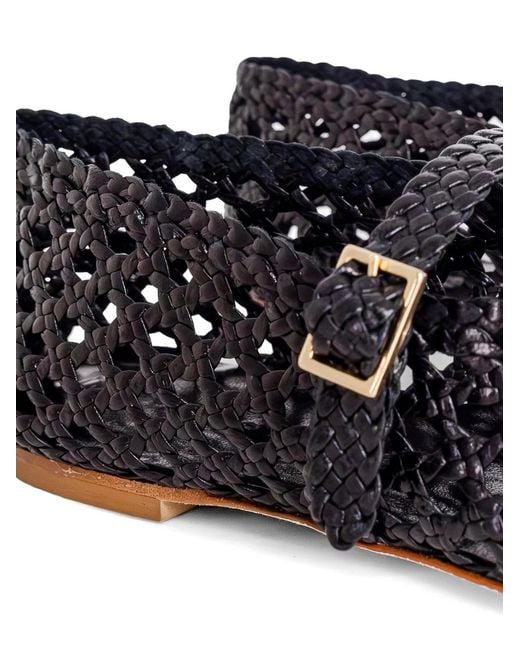 Fabio Rusconi White Francy Woven Buckle-Fastening Ballet Flats