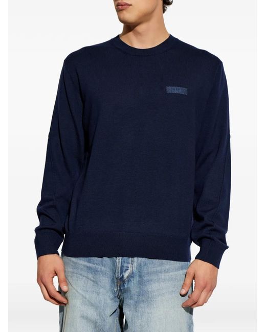 Givenchy Blue Logo-Patch Sweater for men
