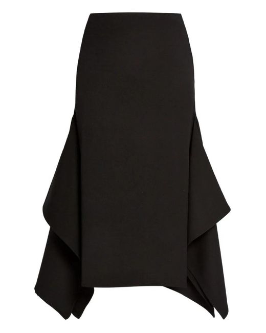 Erdem Black Ruffled Midi Skirt