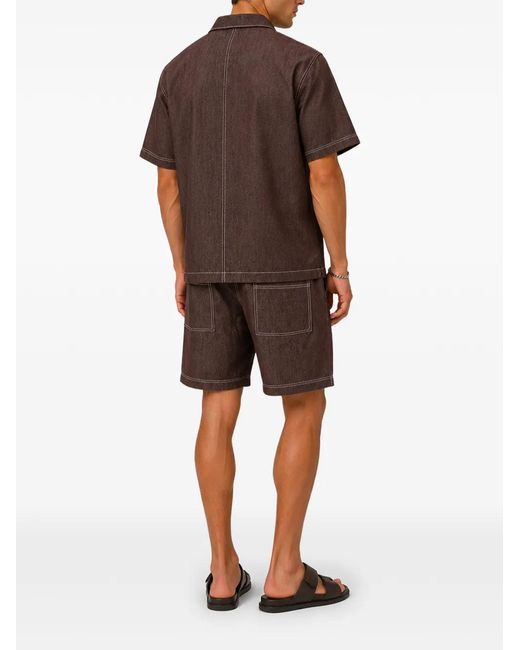 Hamza Purple Contrast-Stitch Denim Shorts for men