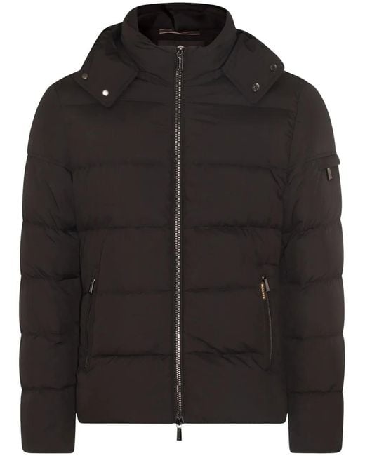 Moorer Black Detachable Hood Padded Jacket for men