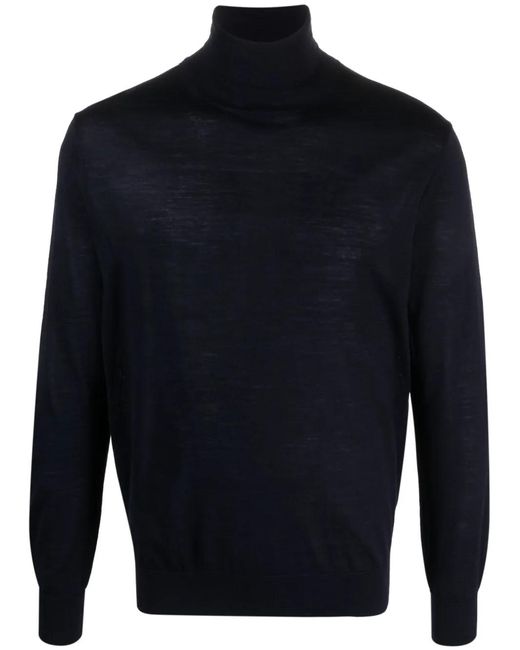 Ballantyne Blue Roll-Neck Fine-Knit Jumper for men