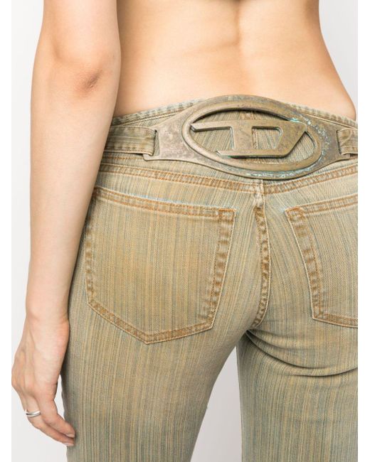 Jeans svasati con placca logo di DIESEL in Green