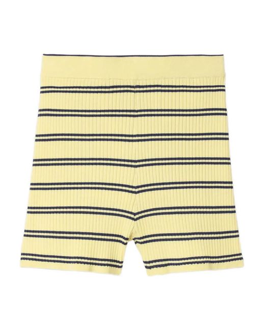 Sandro Yellow Gerippte Shorts Mit Streifen
