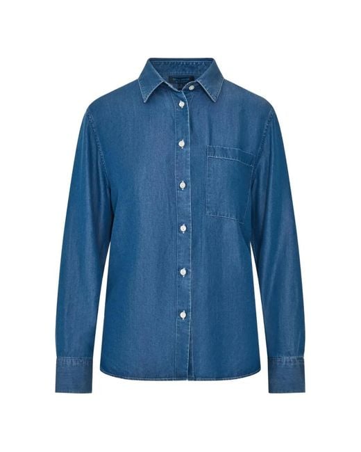 Patrick Assaraf Blue Chest-Pocket Button-Down Shirt