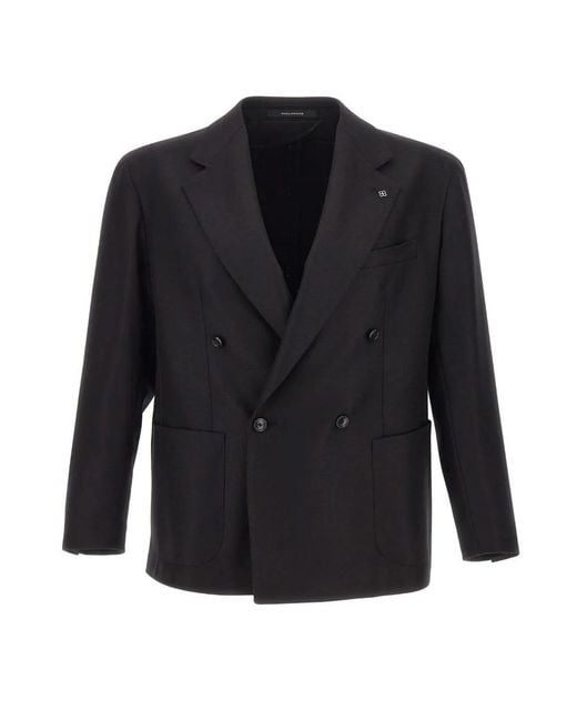 Tagliatore Blue Double-Breasted Virgin-Wool Blazer for men