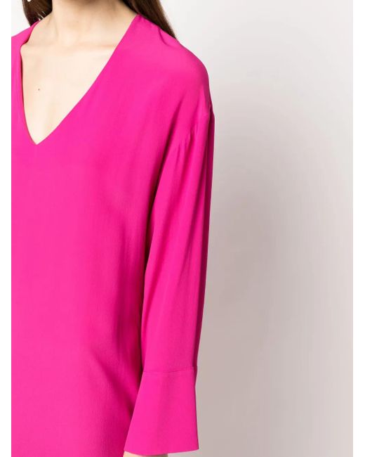 Vestido largo con cuello en V FEDERICA TOSI de color Pink
