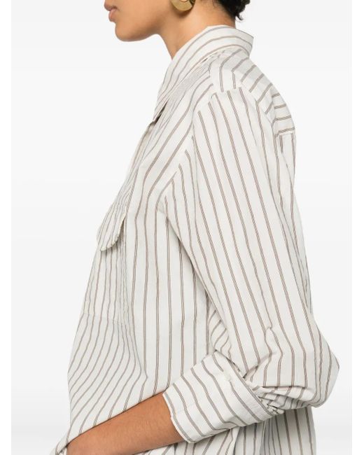 Citizens of Humanity White Shay Striped Pocket Shirt