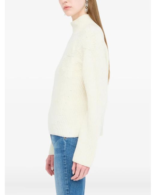 Liu Jo White High-Neck Embellished Sweater