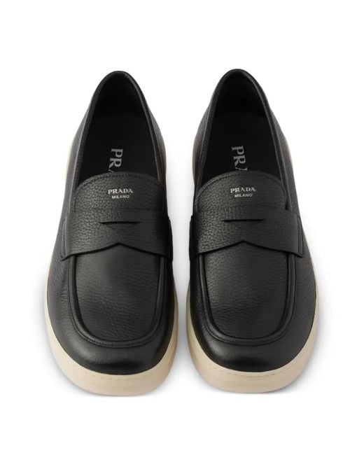 Prada White Leather Loafers for men