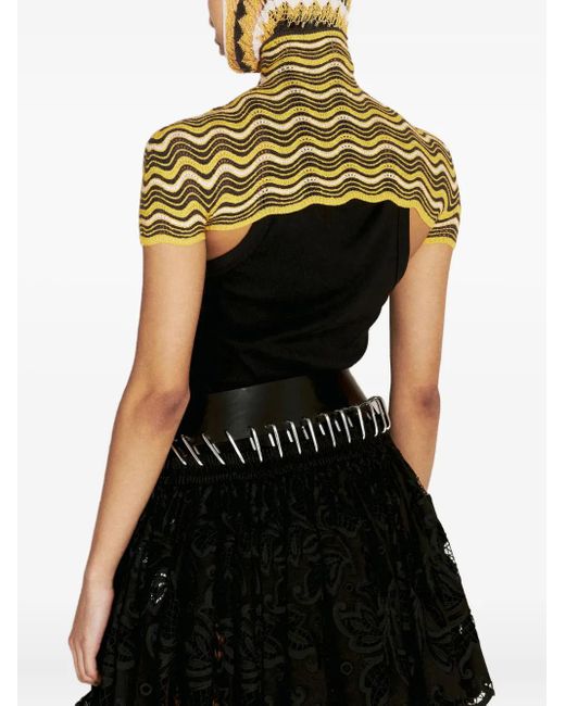 Isa Boulder Black Wave-Pattern Knitted Top