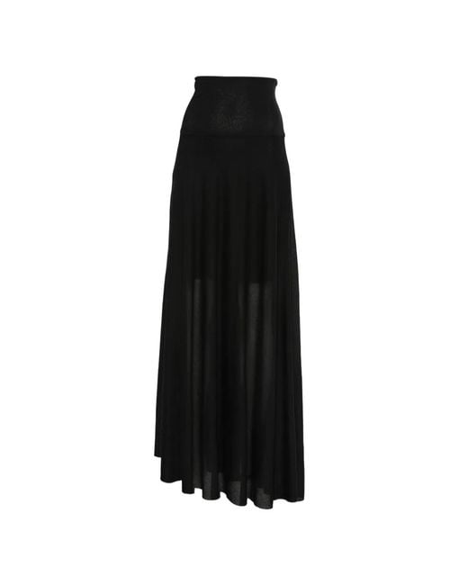 Ruohan Black High-Waisted Maxi Skirt