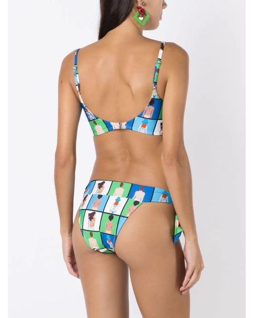 Amir Slama Blue All-Over Graphic-Print Bikini Set