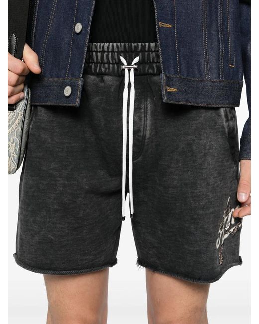 Amiri Black Filigree Cotton Track Shorts for men