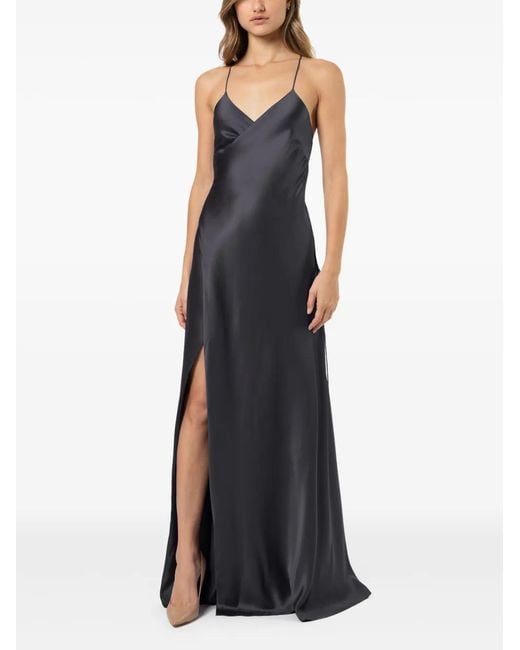 Michelle Mason Blue Strappy Wrap Gown