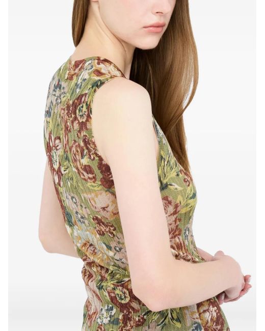 Liu Jo Green Floral-Print Sleeveless Top