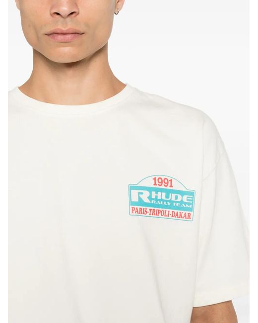 Rhude White Graphic-Print T-Shirt for men