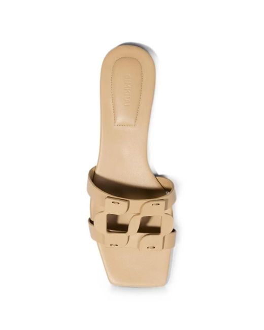 Jonathan Simkhai Natural Monogram Leather Slides