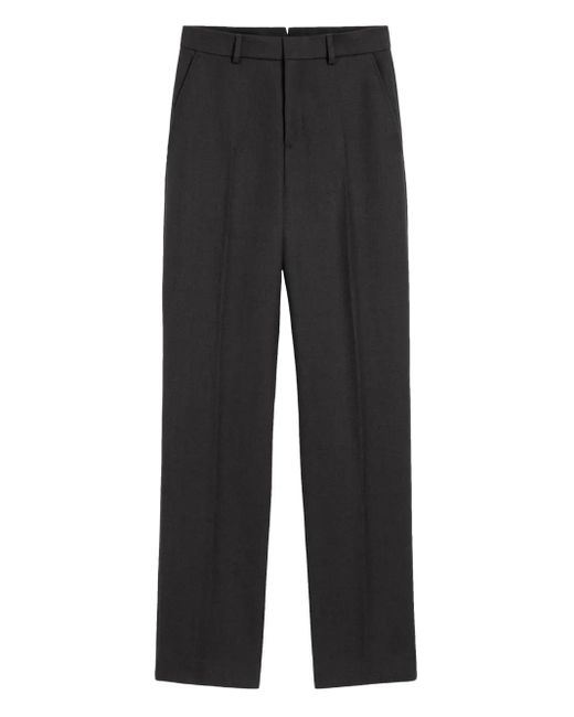 AMI Black Wool Large-Fit Trousers