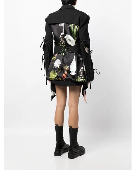 Monse Black Layered-Effect Single-Breasted Blazer